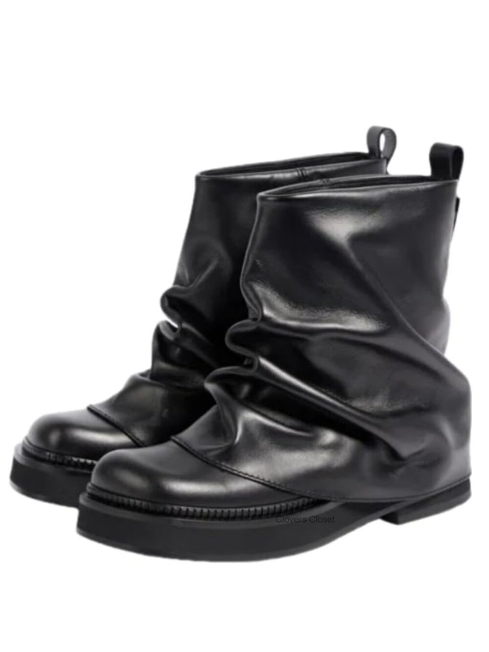 Slouchy Ankle Boots Pull On Chunky Low Heel Platform Round Toe Women